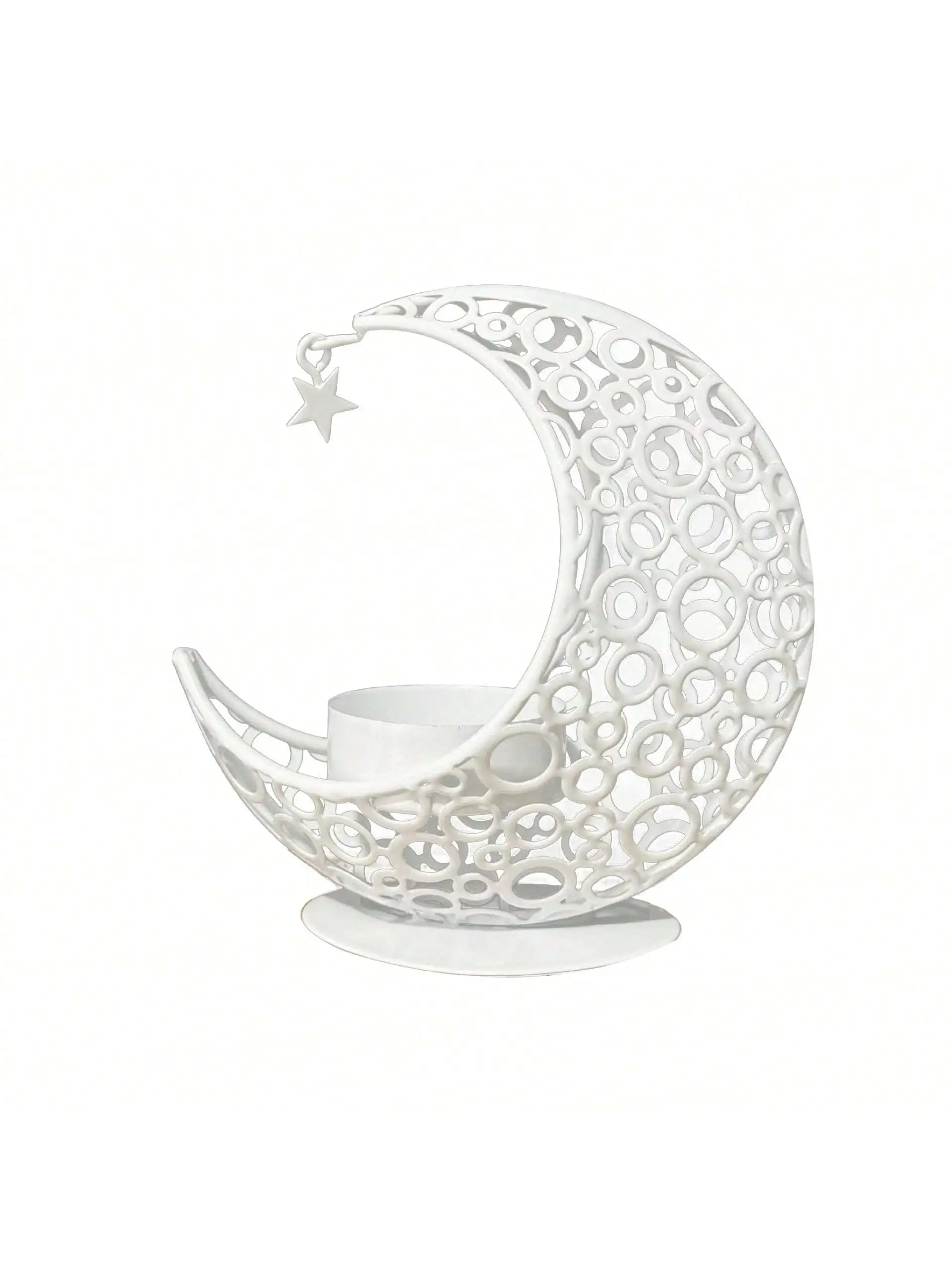 Festival Moon Candlestick Aromatherapy Stove Iron Candle Stand Love Qme white