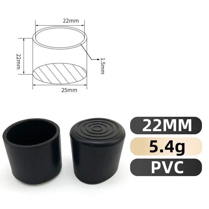 8-32PCS PVC Soft Rubber Round Tube Stainless Steel Cap Anti Slip Wear Resistant Silent Table Chair Floor Protective Rubber Cover Qme 22MM 32PCS