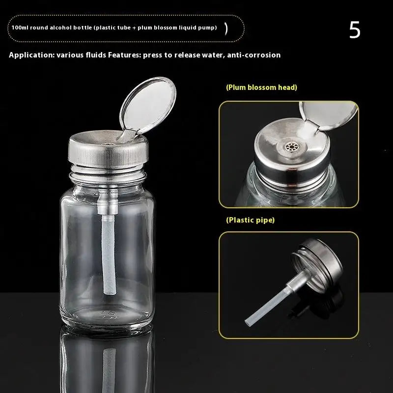 Refillable Glass Nail Storage Bottle Empty Pump Dispenser Polish Qme 5