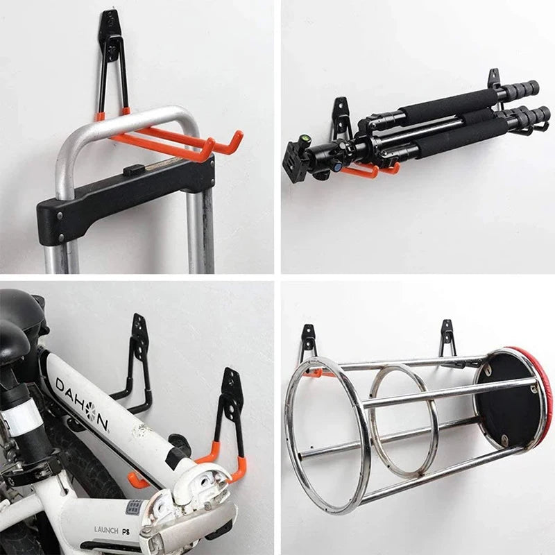 Heavy Duty Metal Hook Garage Organizer Wall Mount Bicycle Hanger Hooks Wall Mount Anti-slip Storage Hook For Ladders Garden Tool Qme