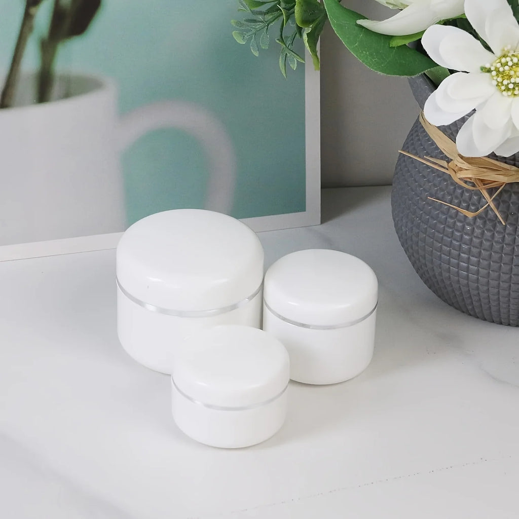 10pcs White Plastic Cosmetic Jars with Twist-Top Lids, Sample Bottles - for Travel Makeup, Creams, Lotions & Toiletries Qme