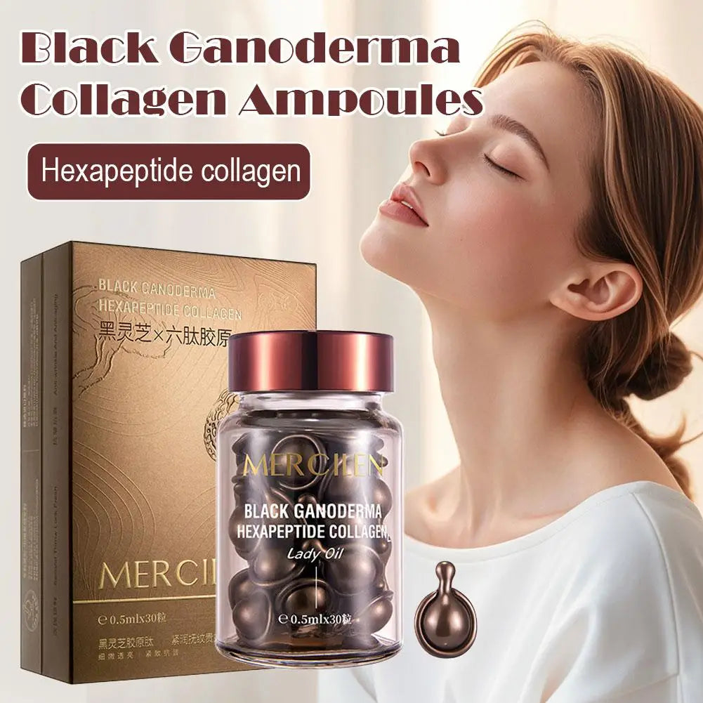 Black Ganoderma Collagen Ampoules , Tender Skin Hydrating Eye Cream Nourishing And Hydrating Facial Essence 30pcs Qme