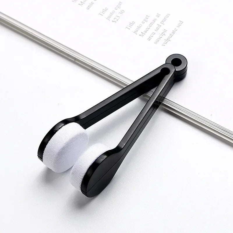New Creative Two-Side Glasses Brush Soft Microfiber Spectacles Cleaner Glasses Cleaner Rub Eyeglass Cleaning Brush Wiping Tool Qme Black 1pc