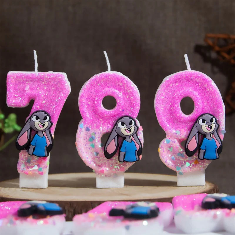 Judy Rabbit Birthday Candles Number 0-9 Cake Holiday Mood Lighting Qme