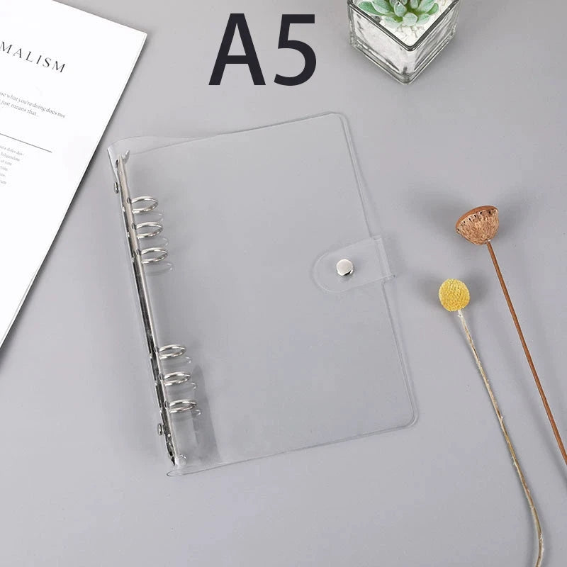 Transparent Color Plastic Clip File Folder A5/A6 Notebook Loose Leaf Ring Binder Planner Agenda School Office Supplies Qme A5