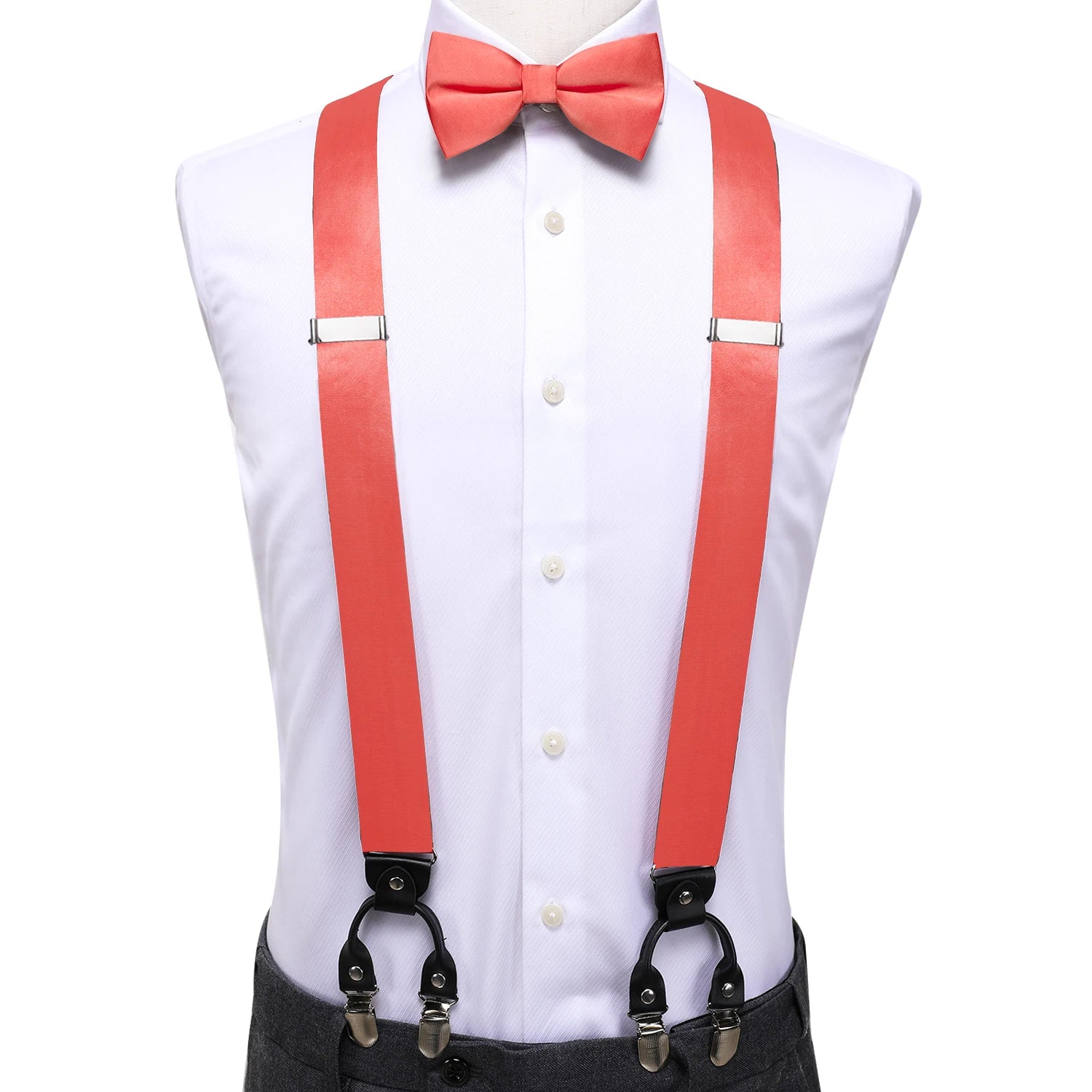 Hi-tie Silk Blue Yellow Purple Coral Mens Suspender Braces Bow Tie Qme BD-3182
