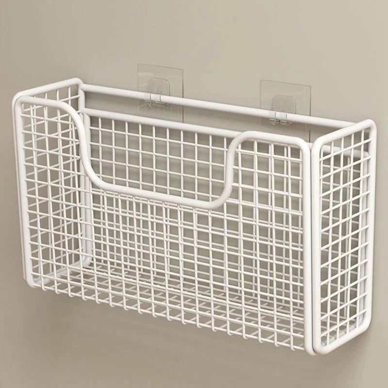 Punch-free Kitchen Cabinet Door Storage Box Iron Rack Wall-mounted Cabinet Plastic Wrap Rack Bathroom Refrigerator Rack Qme