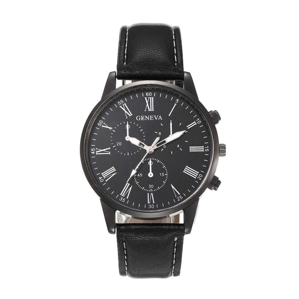 2pcs Fashionable Men's Business Watch Popular Men's Belt Quartz Watch (without Box) Qme