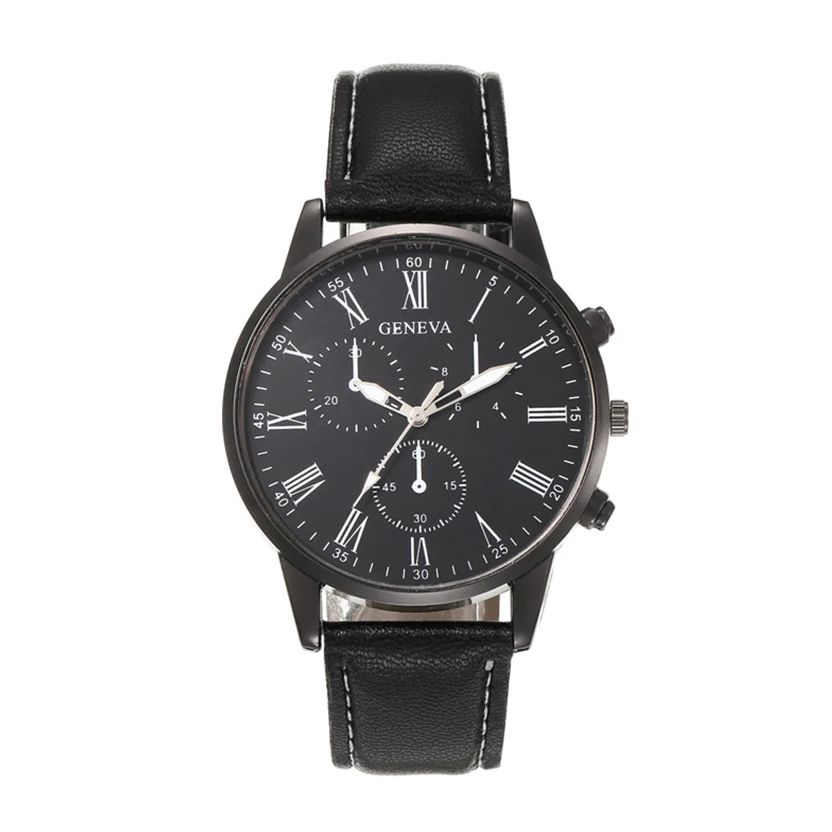 2pcs Fashionable Men's Business Watch Popular Men's Belt Quartz Watch (without Box) Qme