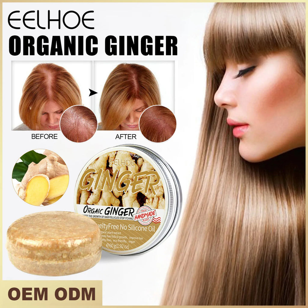 Ginger Shampoo Soap Ginger Hair Regrowth Shampoo Bar Anti-Hair Loss Natural Ginger Shampoo Soap For All Hair Types Qme