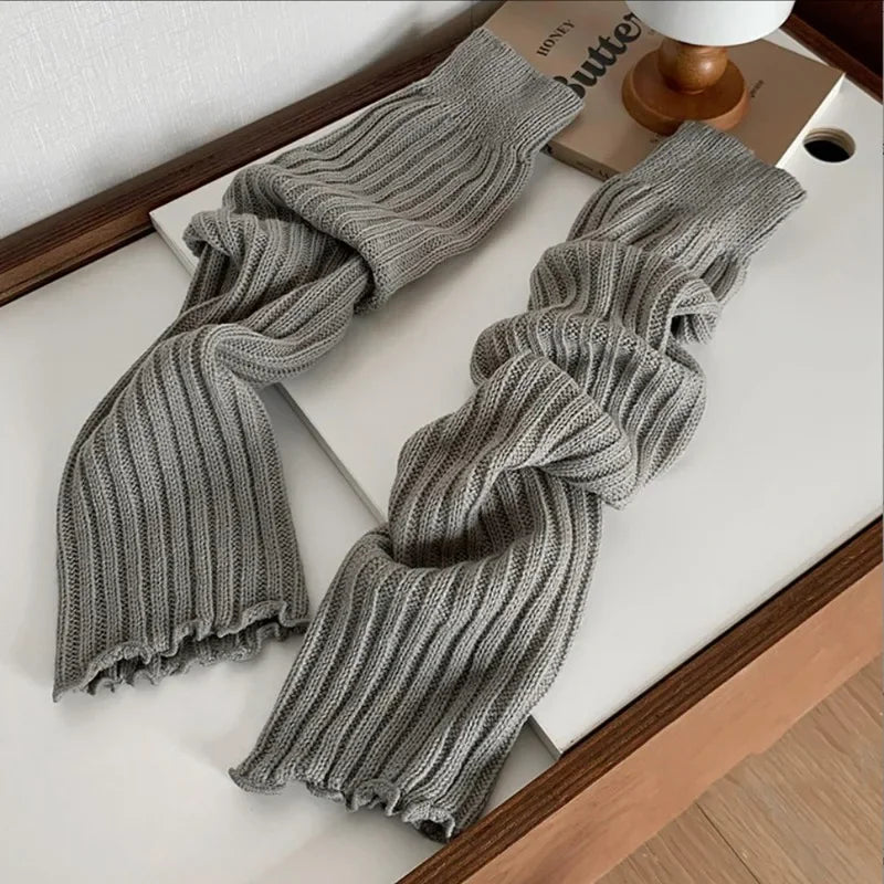Cute Japanese Lolita JK Leg Warmers Women Ankle Warmer Girls Gothic Qme GRAY Length 57cm