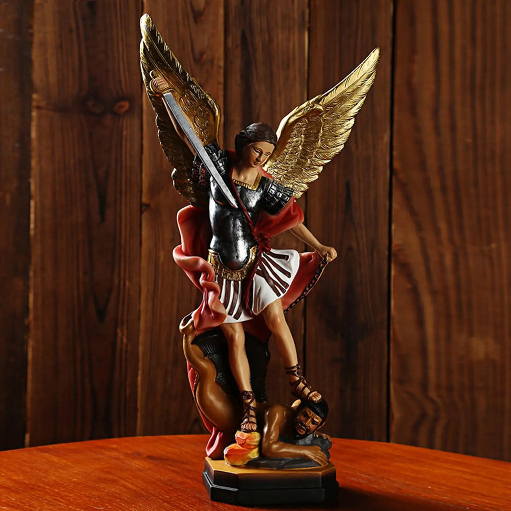 Archangel Michael Figurine St San Miguel Arcangel Colored Statue Qme