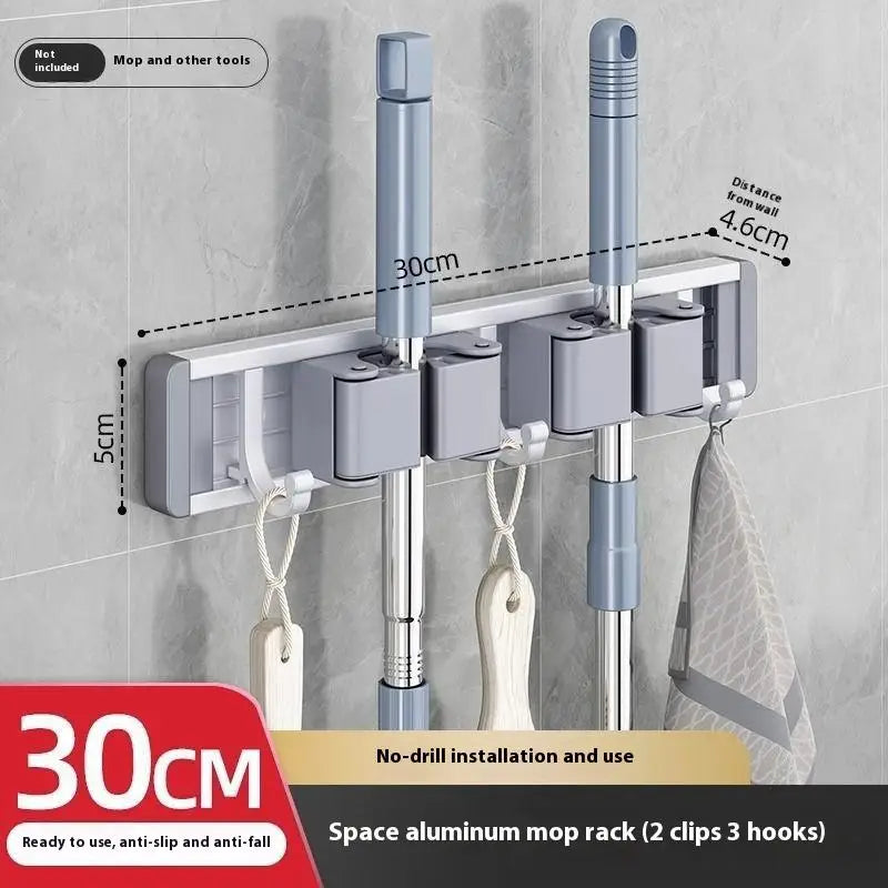 Mop Clip Stand Brush Rack Hanging Pipe Hook Kitchen Storage Bathroom Qme Silver 3hook