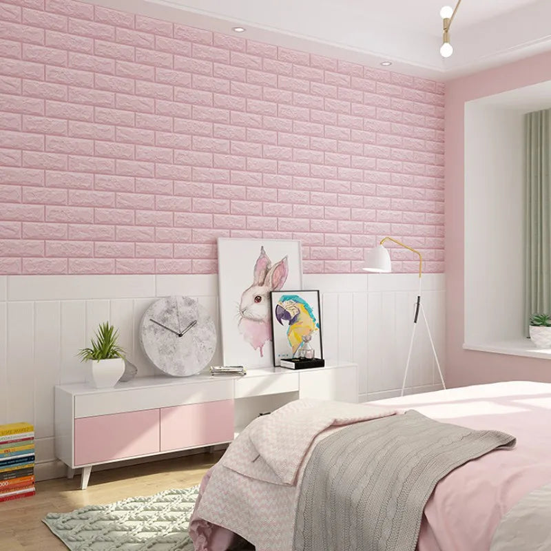 10Pcs 3D Foam Wall Stickers Retro Wallpaper Ceiling Self Adhesive Wallpaper Background Wall Home Decoration Qme