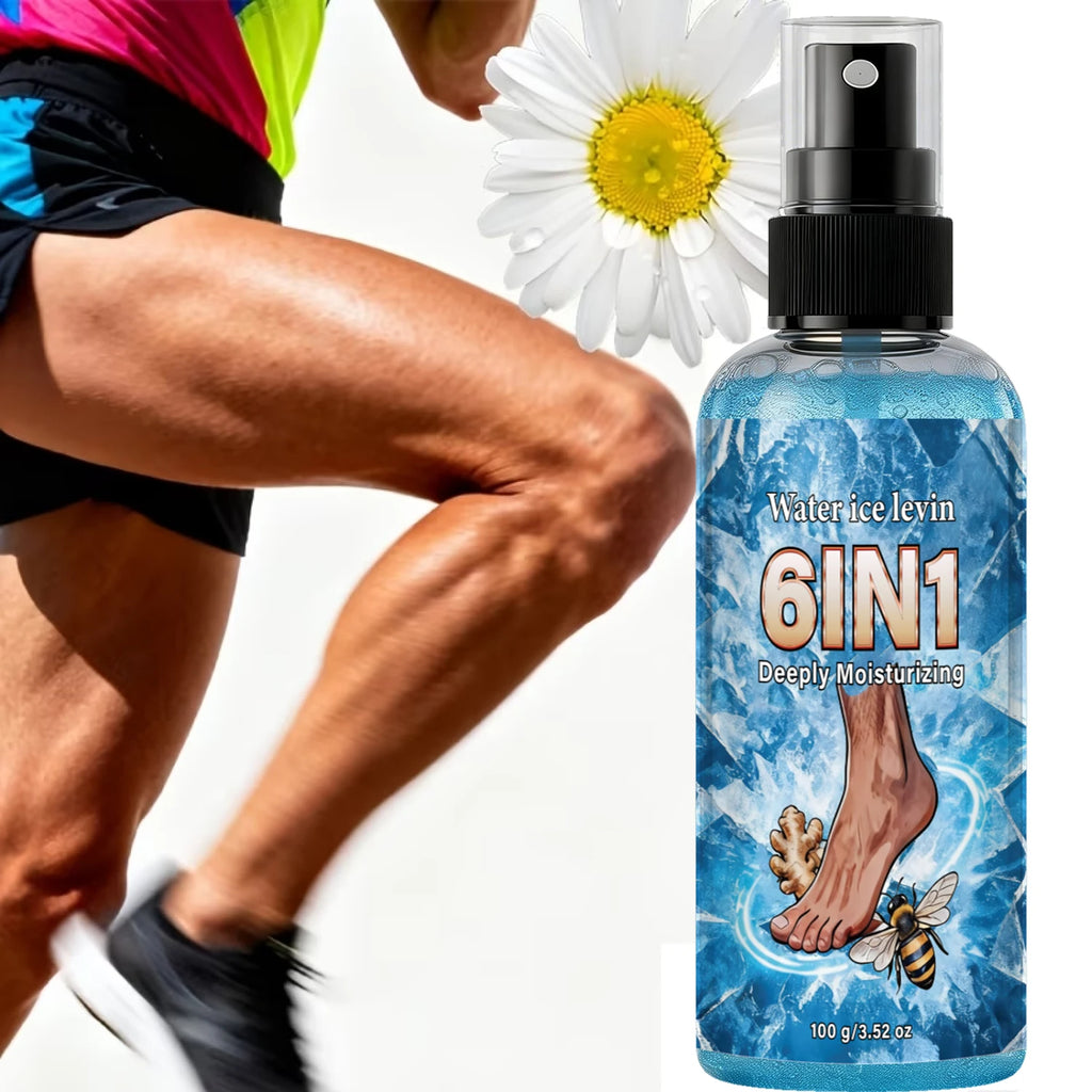 Cooling 6 In 1 Ginger Bee Venom Foot Spray, Collagen Mineral Oil Deep Moisturizing Daily Body Care Mist Qme