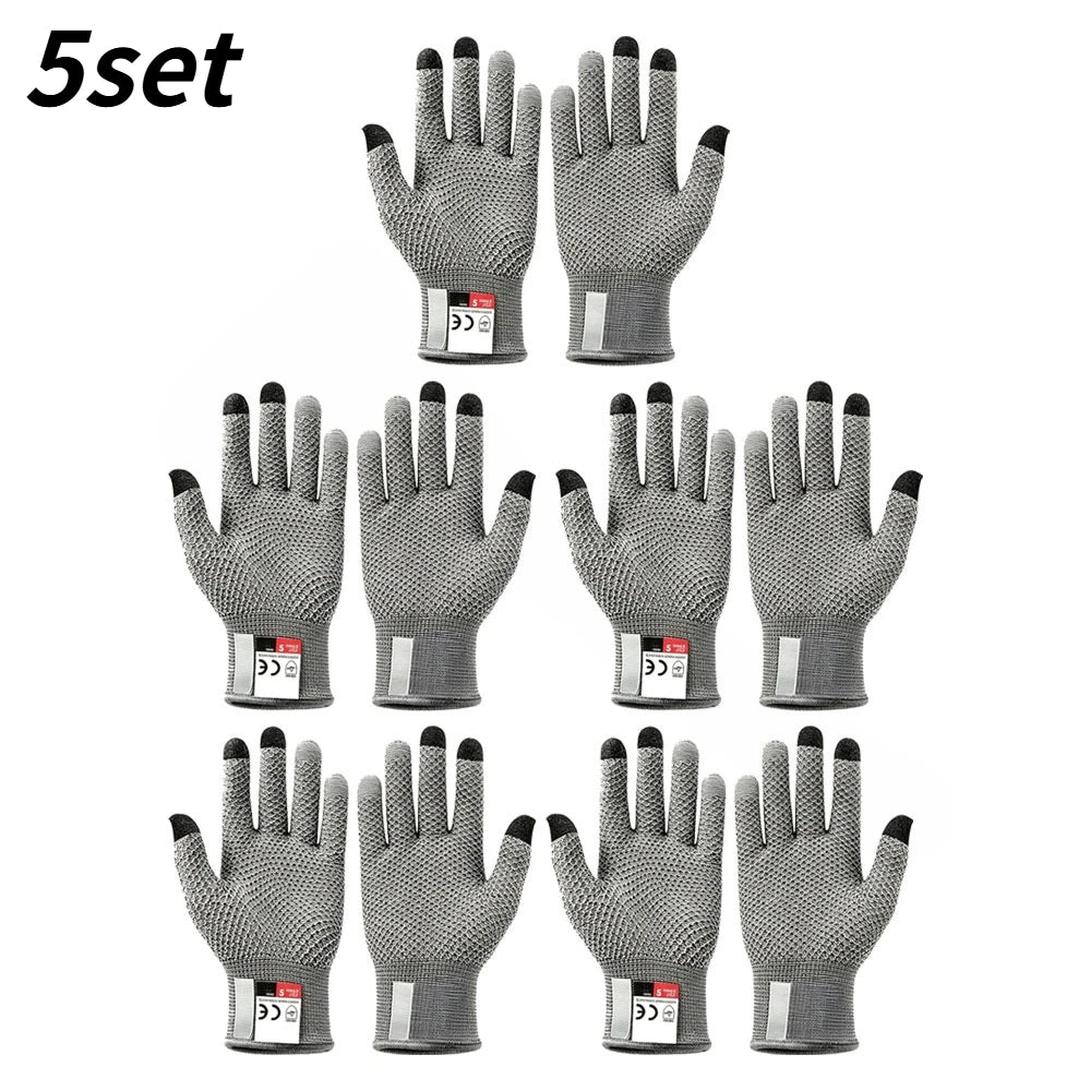 1/3/5set Food Safe Touchscreen Cut Resistant Gloves Protective Safety Gear For Kitchen Fish Processing Meat Slaughter Work Qme Grey 5set