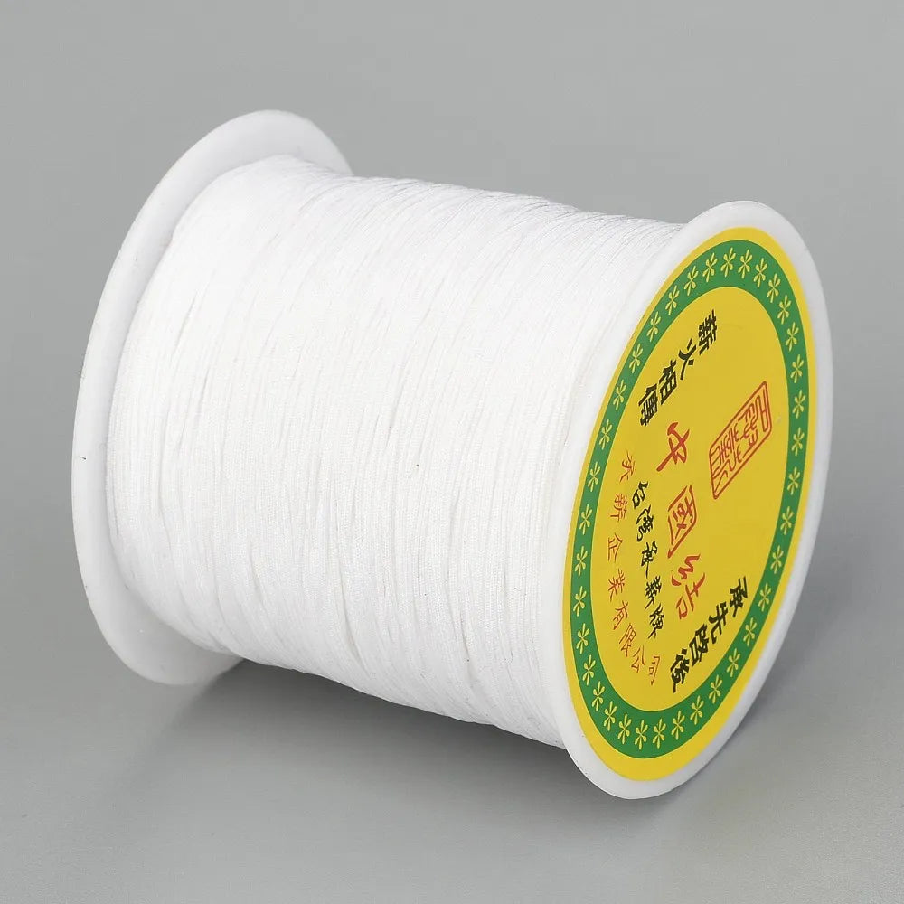 PandaHall about 150yards/rollBraided Nylon Thread Chinese Knotting Cord Beading Cord for Beading Jewelry Making Colorful 0.5mm Qme White 0.8mm