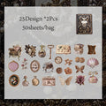 50 Sheets/Bag Vintage Retro Steampunk Birds Stickers Pack DIY Scrapbooking Journal Decals for Phone Case Notebook Decoration Qme 5