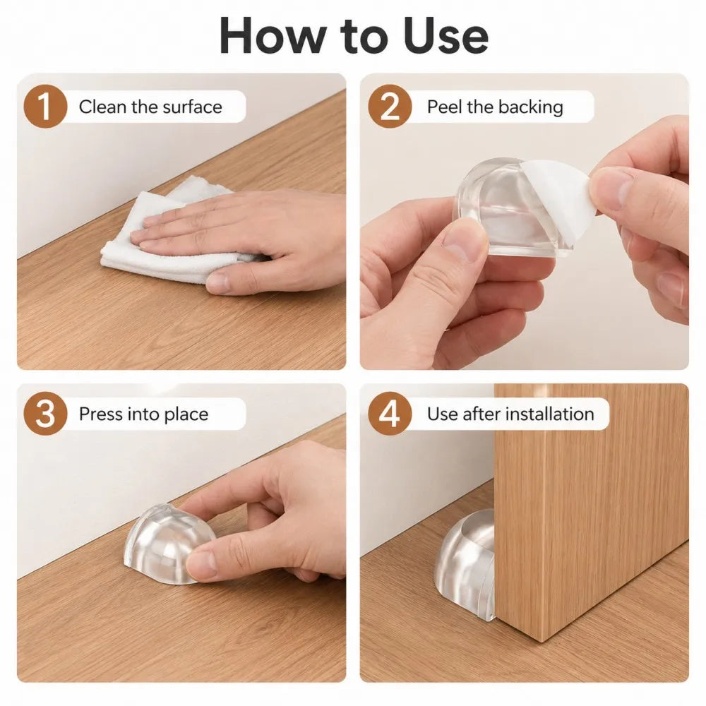 1-8pcs Transparent Silicone Door Stopper Self Adhesive Wall Protector Rubber Bumper Pad For Door Handle Cabinet Corner Furniture Qme