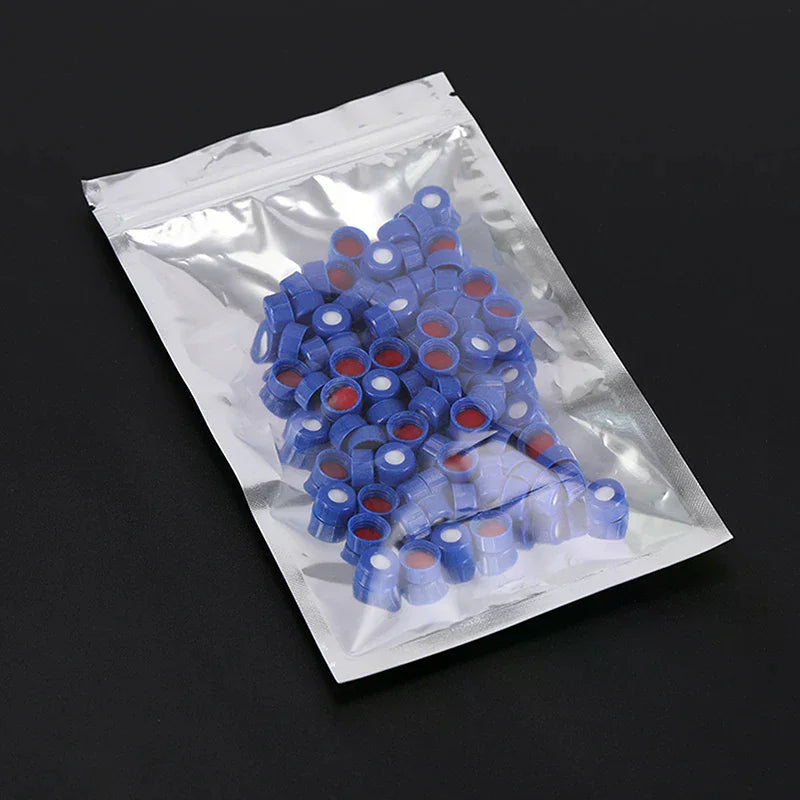 Blue Open-topped Polypropylene Cap Plastic Septa 9 Mm For Chromatography Vial 2 Ml Replacement Qme