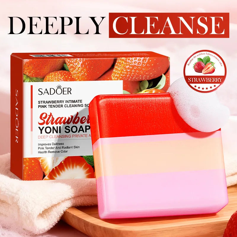 Strawberry Intimate Soft Tender Cleaning Soap Moisturizing Fragrance Qme