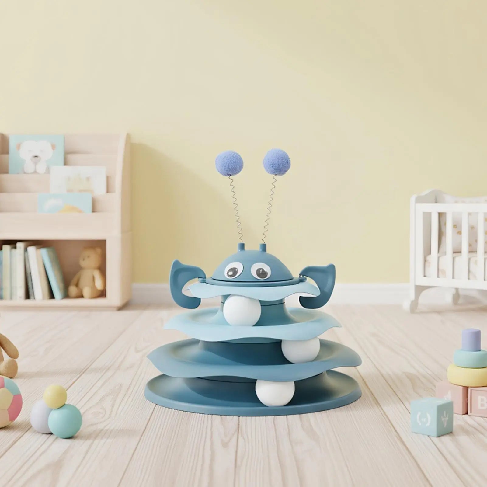 Interactive Cat Toy Cute Turntable Tower With Balls Self Play Cat Toys Indoor Games For Kitten Enrichment Stimulation Exercise Qme