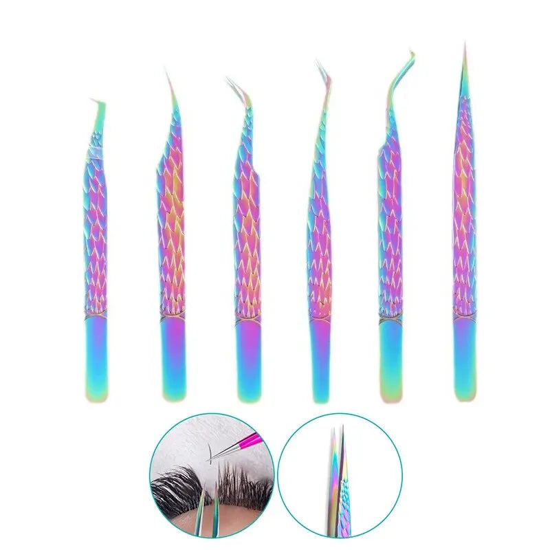 False Eyelash Tweezers Colorful Stainless Steel Precision Anti-static Qme