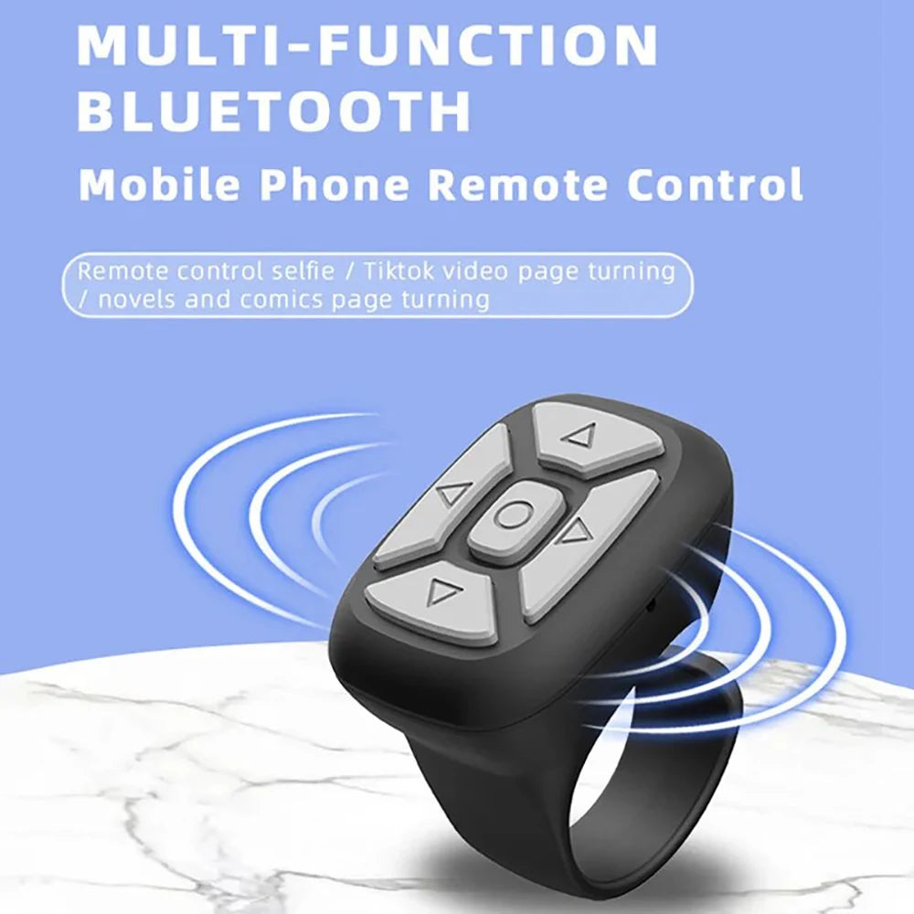 Finger Bluetooth Remote Control Ring for Phone Page Flipping Video Recording Shooting Selfie Cellphone Camera Remote Controller Qme