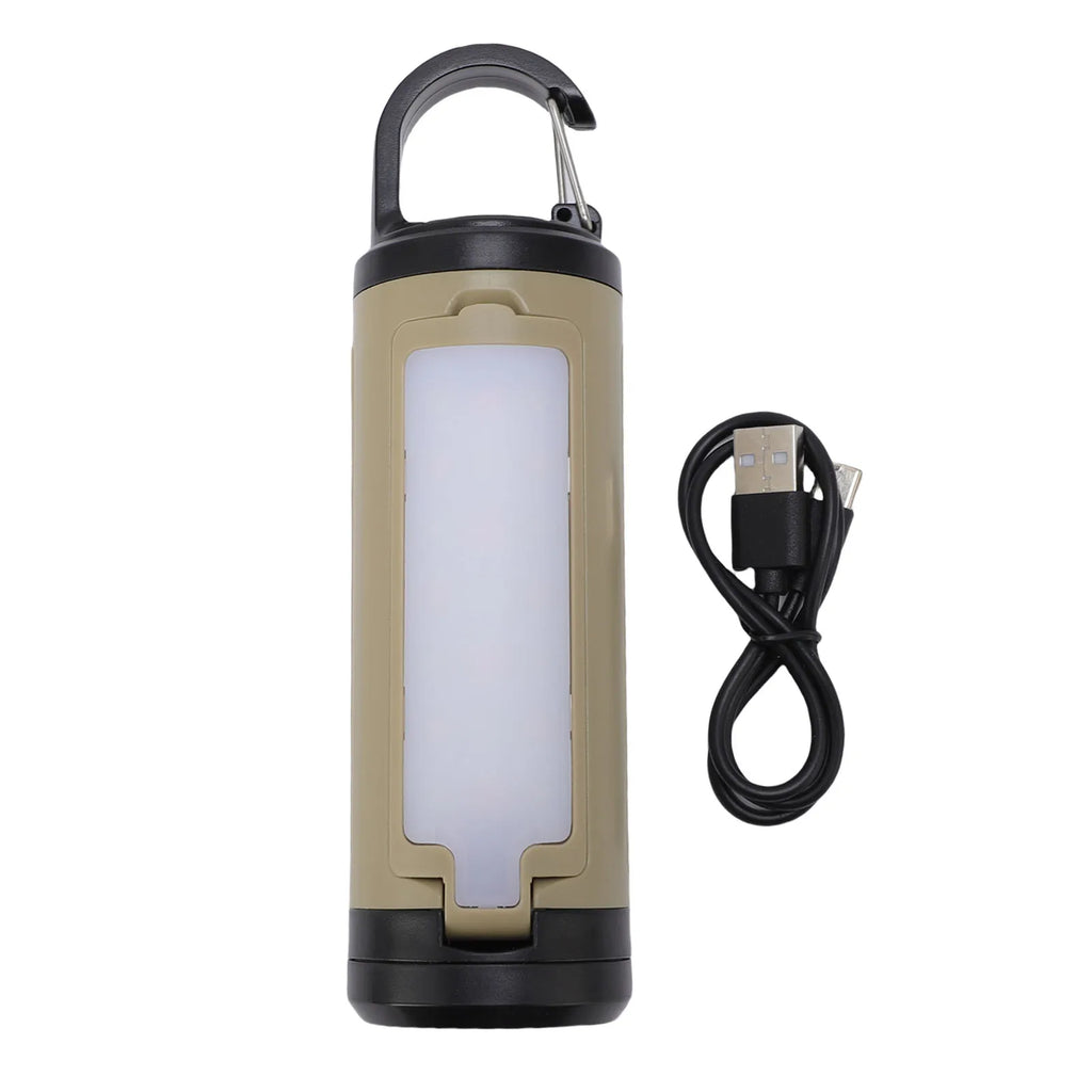 Camping Tent Light LED Camping Lantern 6 Modes Multifunctional Rechargeable Foldable Camping Light with Hook for Hiking Fishing Qme Khaki
