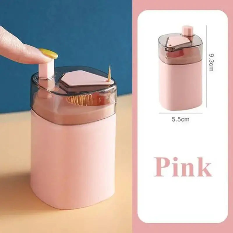 Toothpick Storage Box Living Room Dining Room Automatic Pop-up Toothpick Box Household Push Toothpick Holder Dispenser Qme Pink