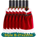2PCS Christmas Wine Bottle Cover Velvet Dress Clothes Set Wine Bottle Ornaments Bag Xmas Party Dinner Table Decoration Gifts Qme B-1PC as picture