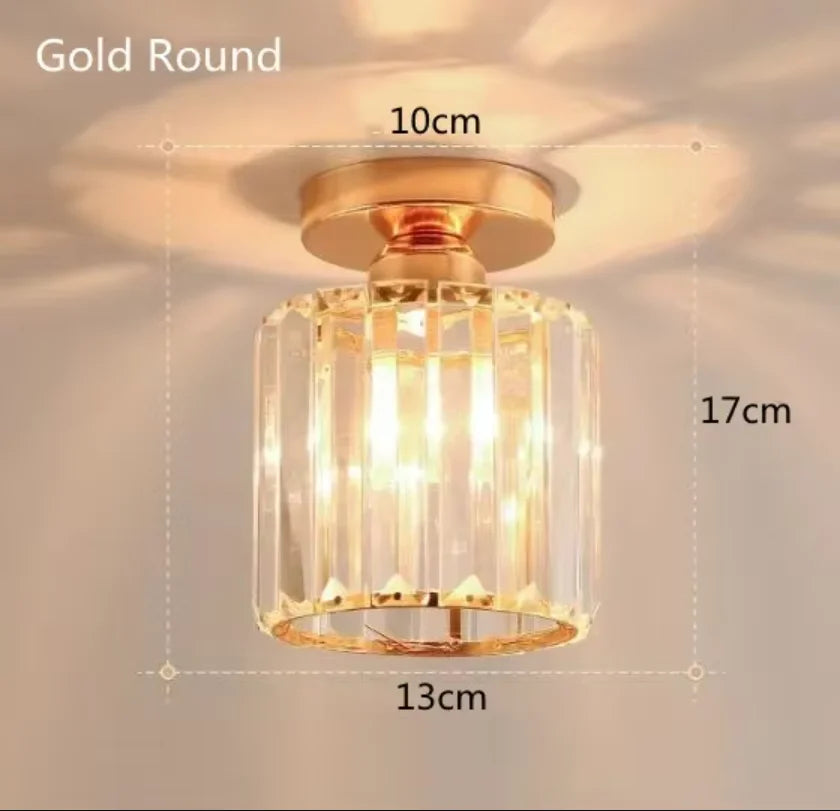 3-Light Modern Semi-Flush Mount Ceiling Light, Gold Crystal Glass Close To Ceiling Lighting Fixture For Kitchen Hallway Bedroom Qme 1light