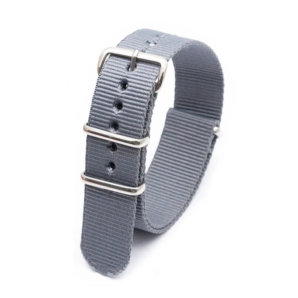 F Nylon Watch Band Watch Straps Replacement with Stainless Steel Buckle for Men and Women's Watch Band Replacing 18 20 22 24MM Qme Grey 18mm