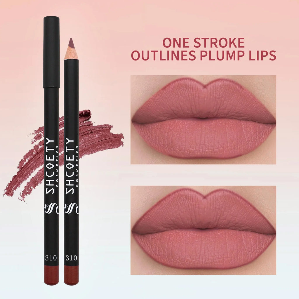 12pc Nude Lipliner Lipstick Pen Velvet Dark Red Natural Outline Lip Tint Contour Pencil Set Non-stick Cup Labial Shadow Liner Qme