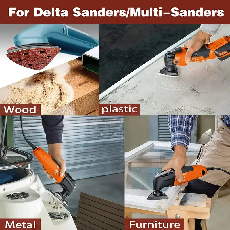10/60pcs Triangle Sanding Pads 6 Holes Multi-Grit 40-320 Efficient Dust Extraction Design Angle Grinder & Delta Sanders Qme