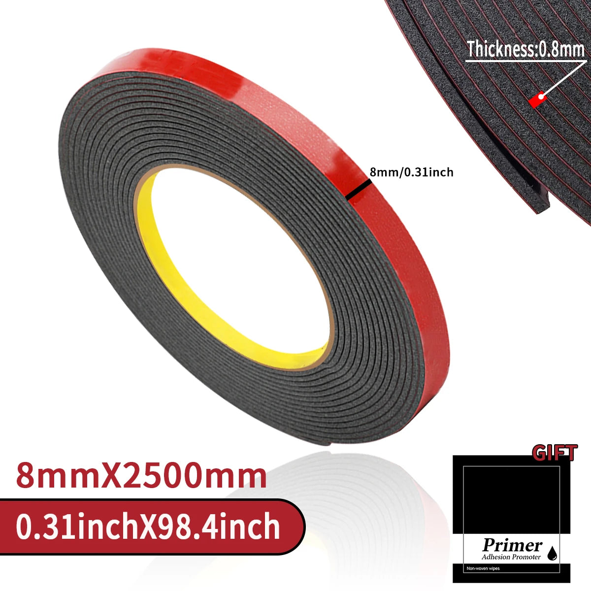 Double Sided Tape Adhesive Car Special Double-sided Tape Indoor Decor Traceless Fixing Sticker Two Face Tape Qme 8mmX2.5m