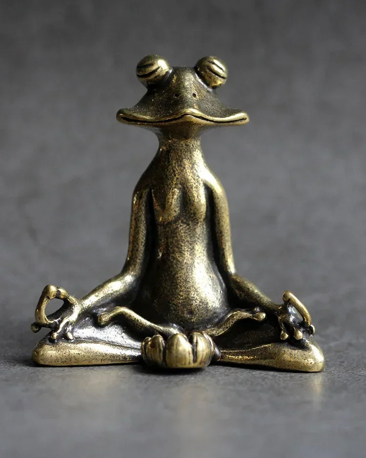 Retro Copperware Incense Socket Zen Frog Ornaments Solid Pure Copper Frog Tea Pet Incense Holder Ornaments Qme