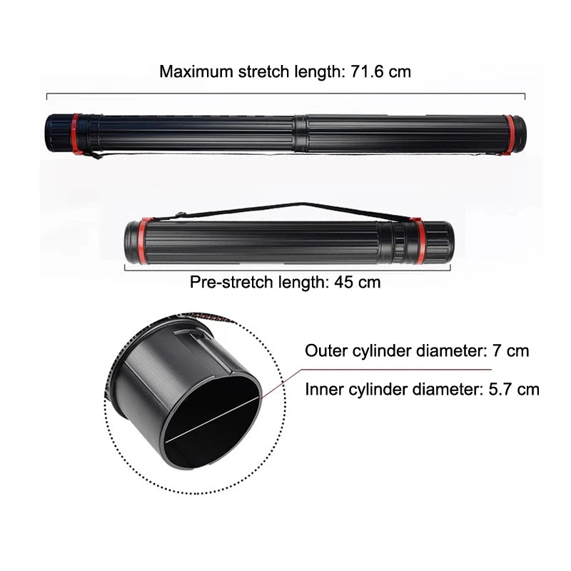 Portable Drawing Tube-adjustable Expandable Art Storage Shoulder Qme Black