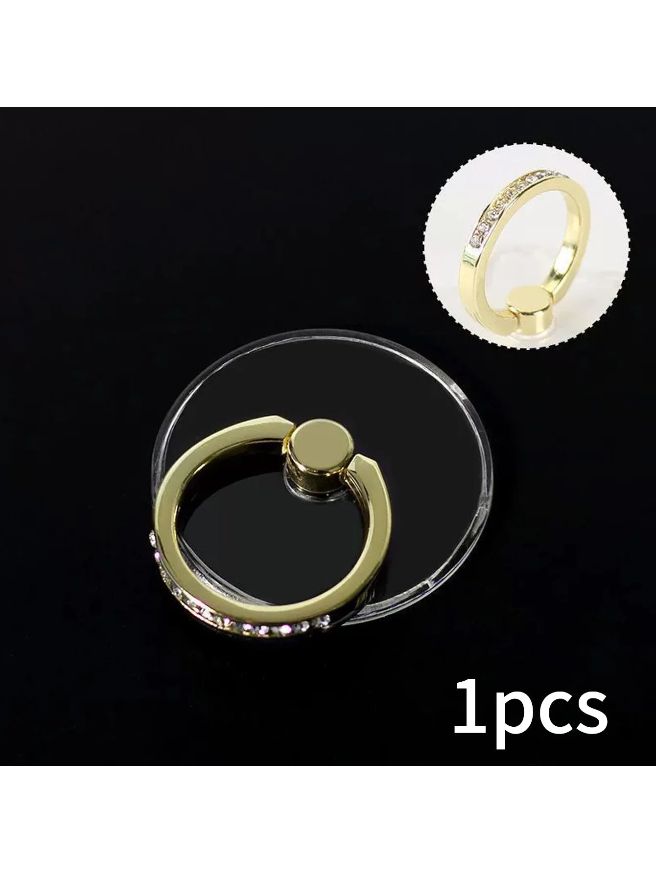 Round Diamond-encrusted Transparent Crystal Decorative Ring Buckle Qme YELLOW