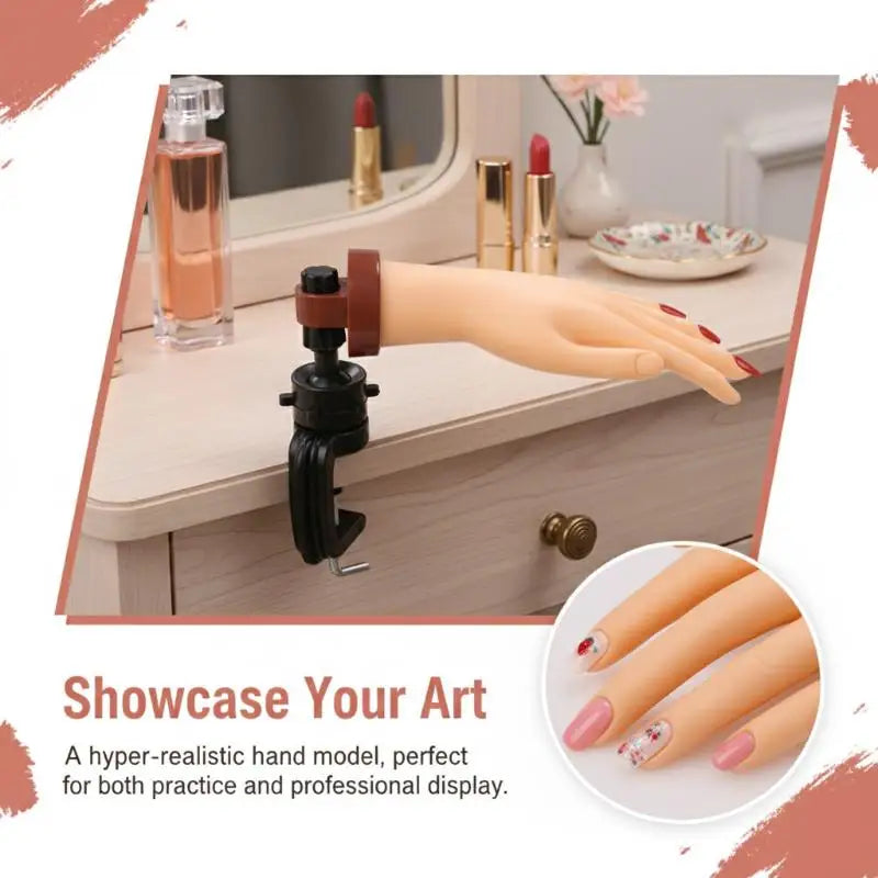 Nail Practice Mannequin Hand Desktop Bracket Soft Flexible Reusable Qme