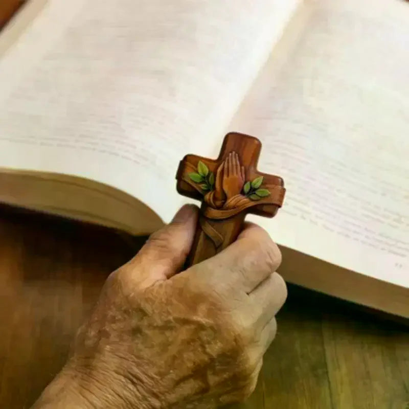 Small Pocket Prayer Cross With Card, Portable Wooden Prayer Cross Pocket Card With Bag For Easter Christmas Token, Church Favors Qme