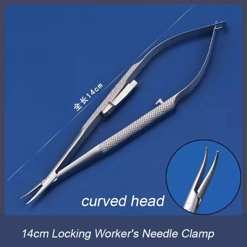 Barraquer Titanium Alloy Needle Holder Lock Curved Ophthalmic Qme j