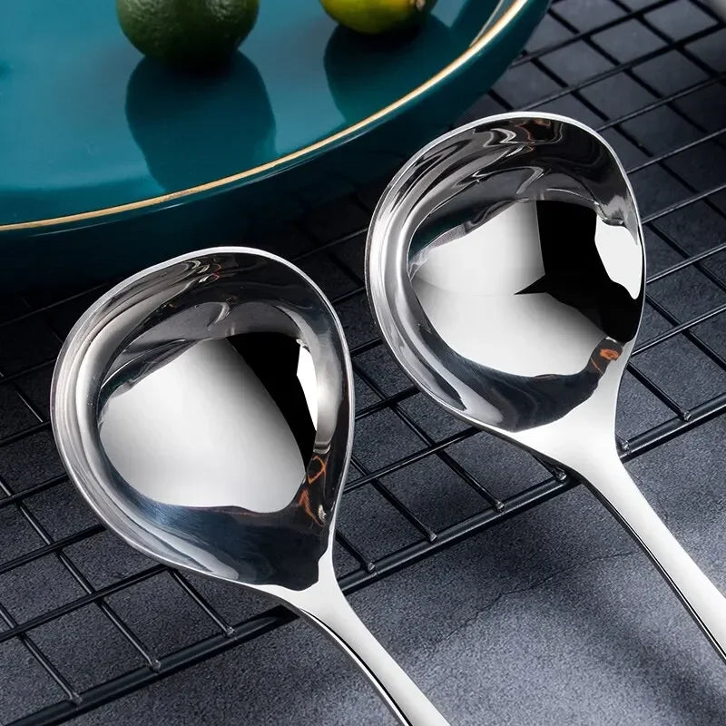 304 Stainless Steel Spoon Soup Rice Longhandle Tableware Kitchen Qme