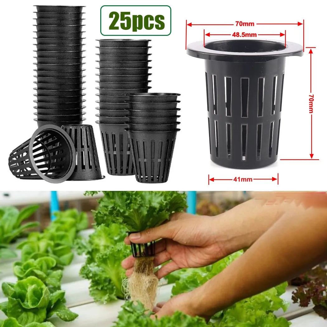25PCS Hydroponic Pot Net Cup Hydroponic Soilless Mesh Net Basket Plant Veg Grow Nursery Cup Pot Garden Plant Basket Qme Default Title