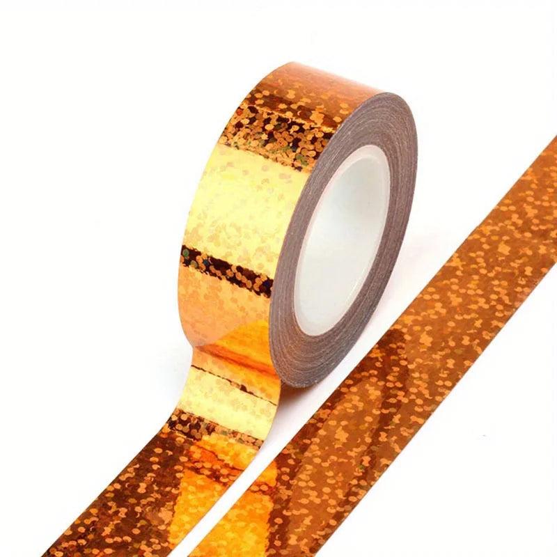 1pc Laser Foil Tape - High-Strength Adhesive Perfect for DIY Projects, Scrapbooking, and Photo Album Decorations Qme Golden Color