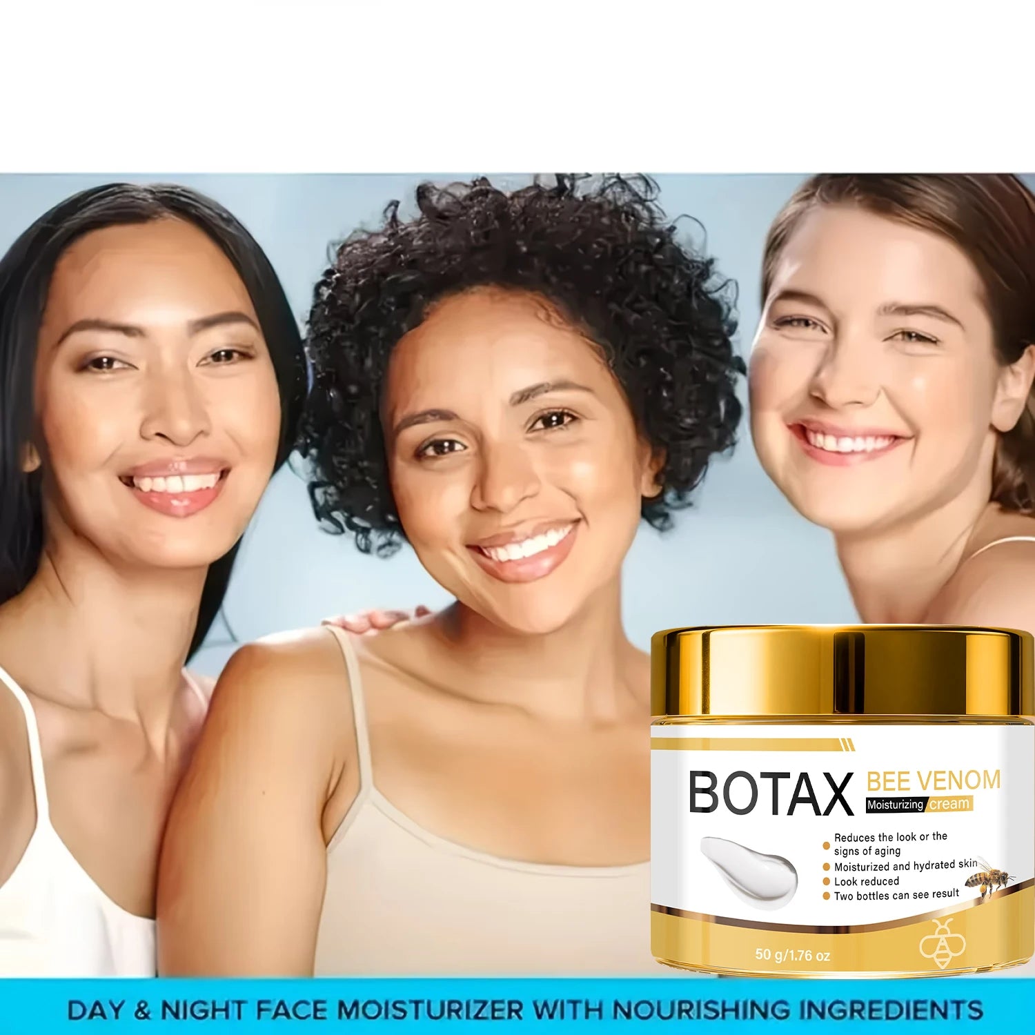 BOTAX Bee Venom Moisturizing Cream, Firming & Anti-Aging with Retinol, Hyaluronic Acid & Collagen for Hydrated Skin Qme