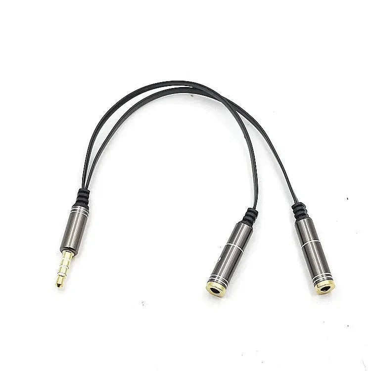 5pcs 3.5 One Point Two Earphone Microphone Audio Cable Audio Splitter One for Two Couple Line Earphone Adapter Cable Qme Grey