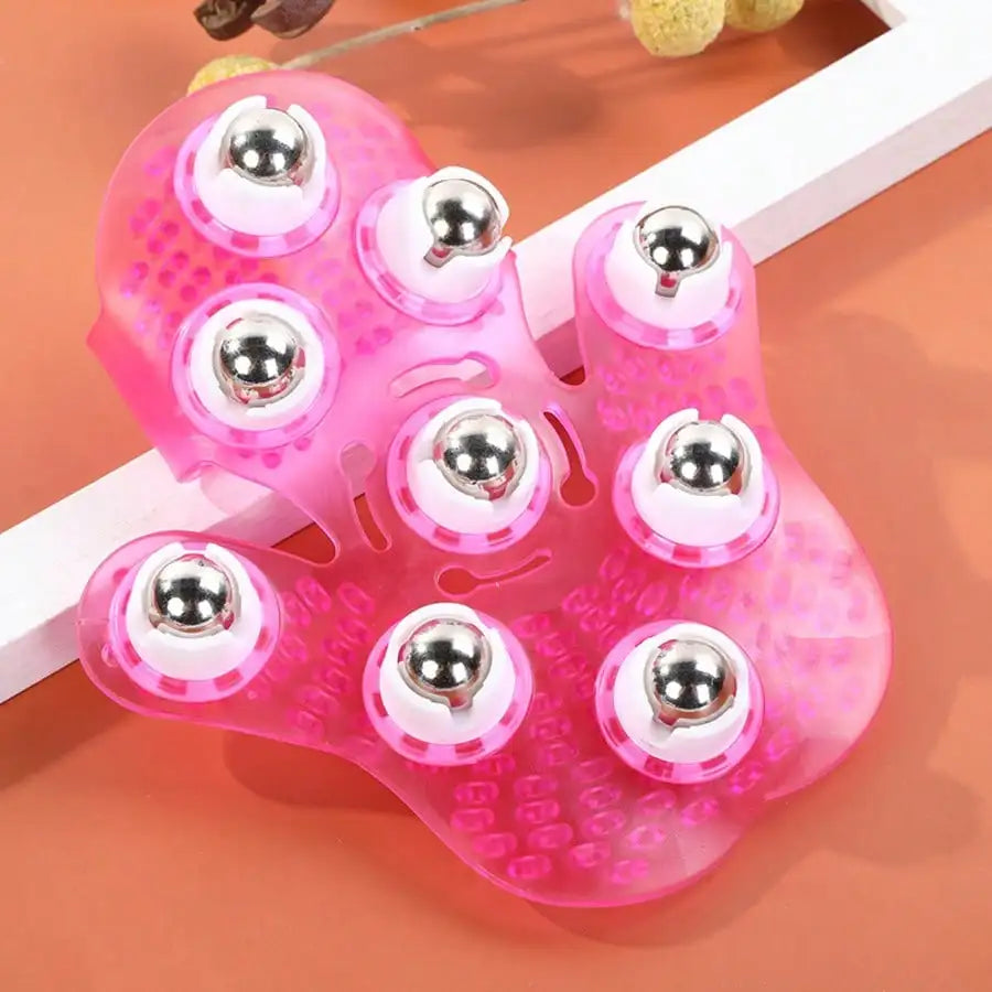 360 Rotating Silicone Body Massager 9 Steel Balls Full Abdomen Leg Qme pink