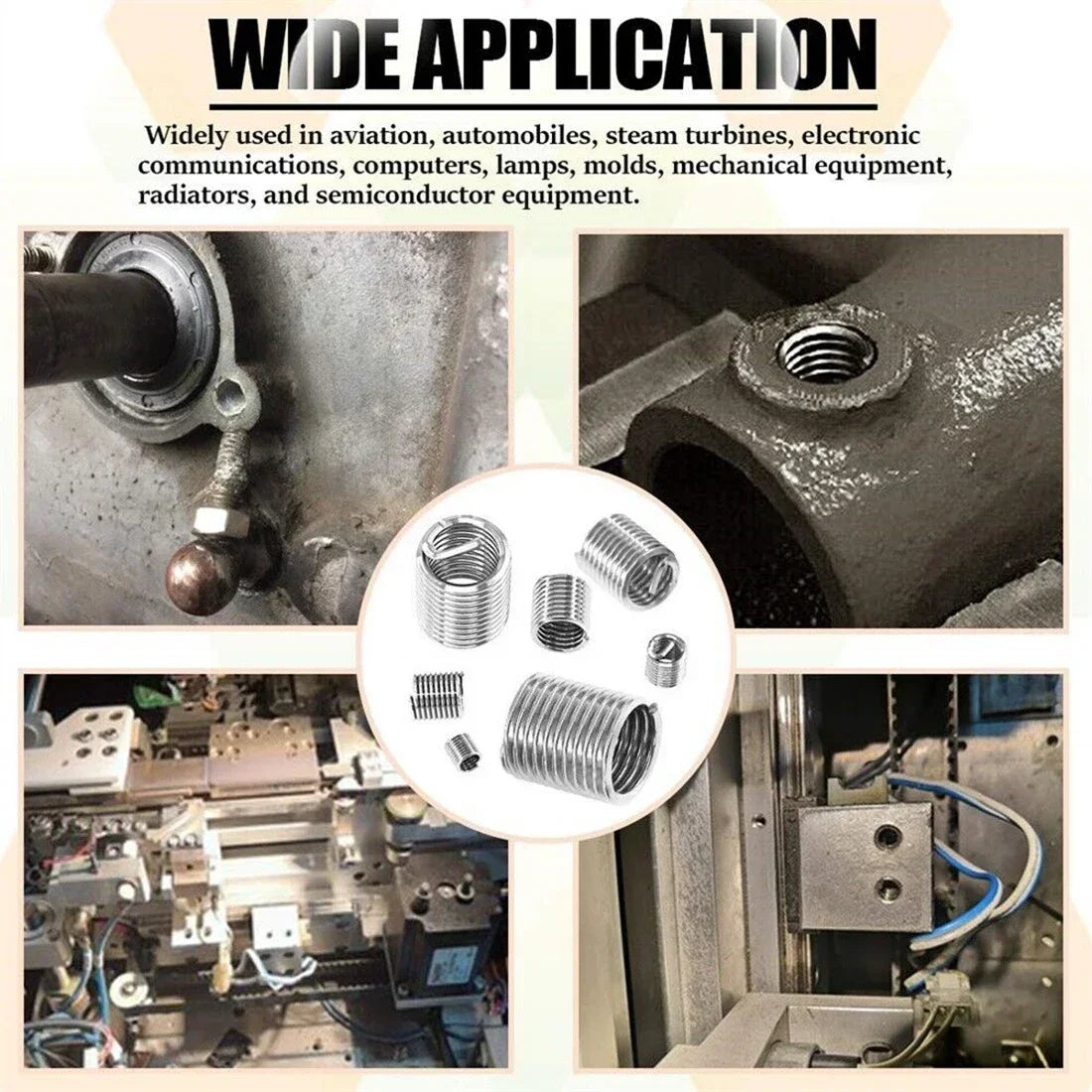 60 uds inserto de rosca de alambre M3 M4 M5 M6 M8 M10 M12 inserto de rosca de sujeción Kit de reparación de desgaste de manguito Qme