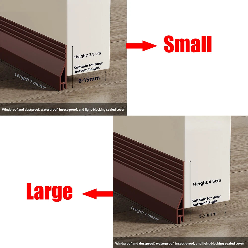 1M TPE Door Bottom Gap Sealing Strip Self-adhesive 3-layer Windproof Anti-Cold Noise Reduction Wearproof Window Weather Strip Qme